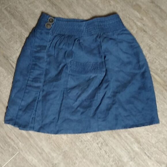 J Crew Dorrie Linen Blend Navy Button Mini Skirt 0 - Picture 2 of 6